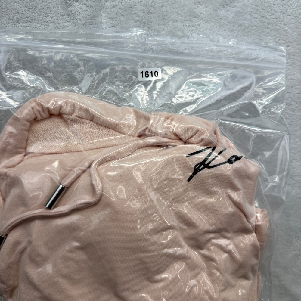 Karl Lagerfeld Blush Pink Embellished Sunglasses Logo Hoodie Sweatshirt M NWOT - Picture 13 of 13